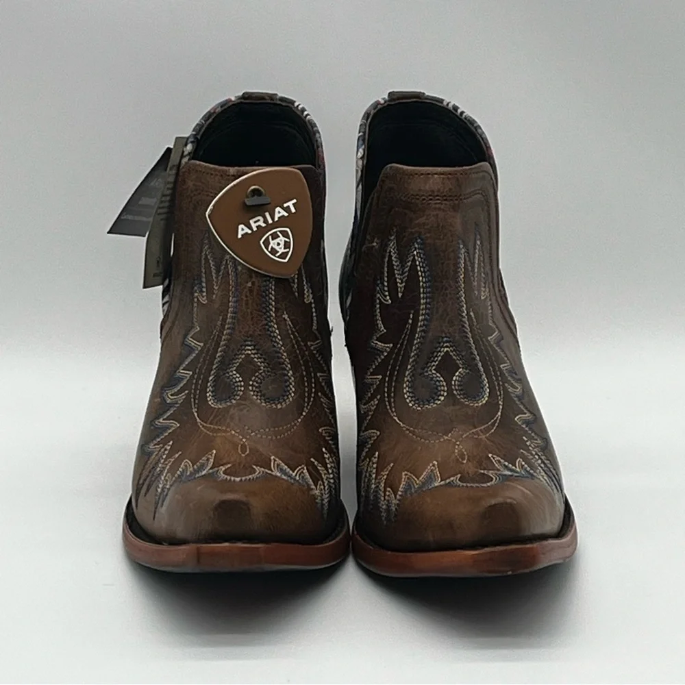 NWT Ariat Womens 6 Dixon Chimayo Brown Leather Western Ankle Cowboy Boot
